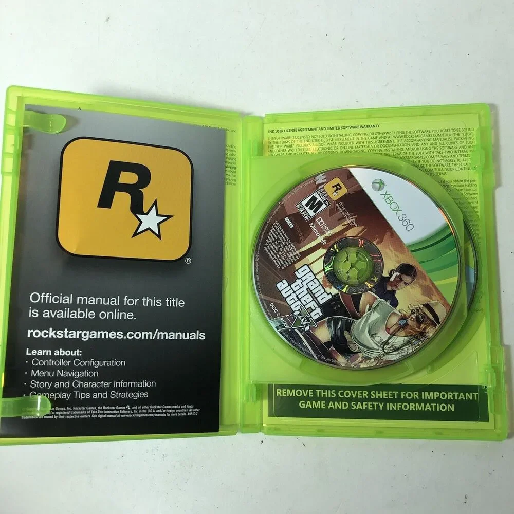 Microsoft XBox 360 Game Grand Theft Auto V 2013 2 Discs Mature‎ B4